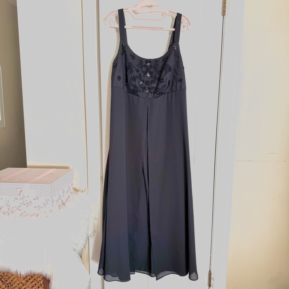 Faviana Black  Empire Waist Evening wear gown with Rhinestone Detailing